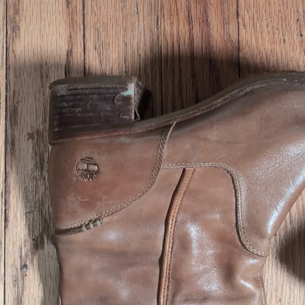 Timberland Savin Hill Riding Boots Women's 9.5M Brown Leather Zip Knee High